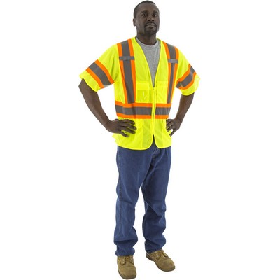 Majestic 75-3301 Hi-Viz Mesh Vest with DOT Striping, ANSI 3