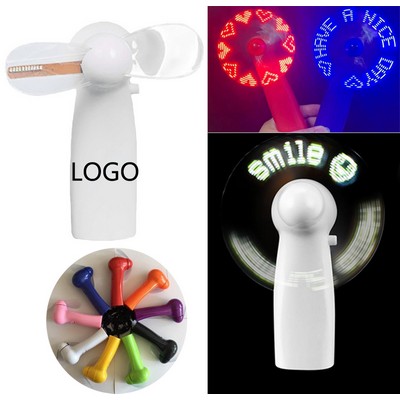 Mini Led Glow Light Up Message Handheld Battery Powerful Flash Fan