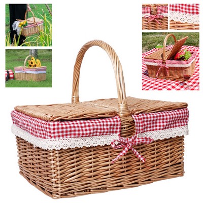 Rectangular Ratten Picnic Basket