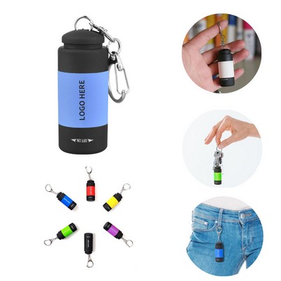 LED-Illuminated Rubber Barrel Keychain