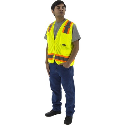 Majestic 75-3223 Hi-Viz Surveyors Vest w DOT Striping, ANSI 2