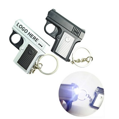 Compact Pistol-Style LED & Sound Keychain