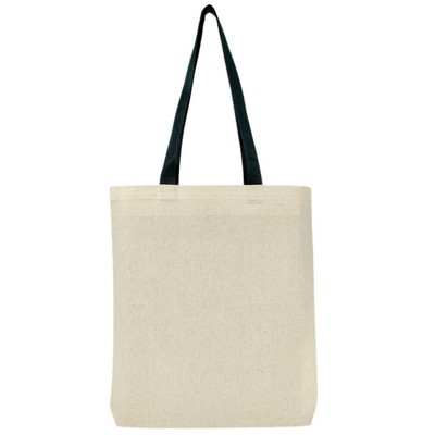 Blank 7 oz Canvas Tote Bag | Reusable Gusseted Everyday Market Grocery Green (14x15x2)