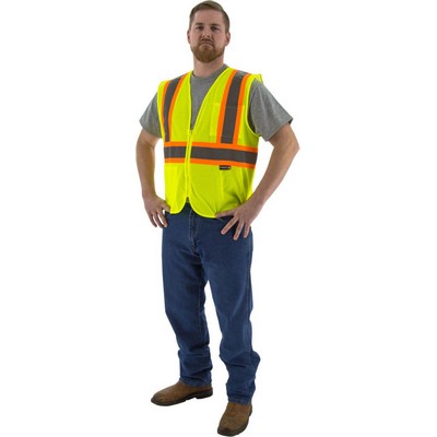 Majestic 75-3217 Hi-Viz Mesh Vest with DOT Striping, ANSI 2