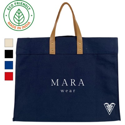 Ellora Premium 18 oz Canvas Tote Bag | Heavy Duty Travel Gift Shop Navy (18x15x8)