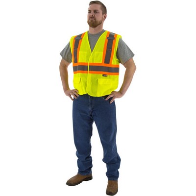Majestic 75-3211 Hi-Viz Mesh Vest with DOT Striping, ANSI 2
