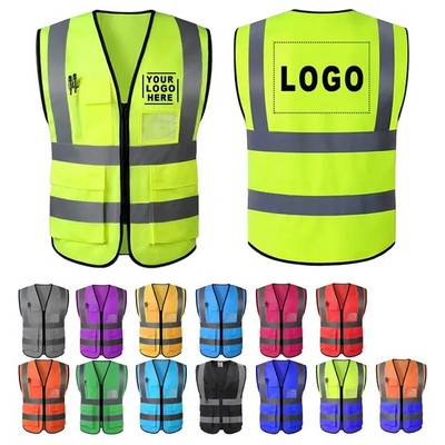 High Visibility Safety Vest With Reflective Strips(Ocean)
